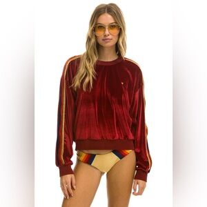 Aviator Nation Classic Velvet Relaxed Sweatshirt Purple!